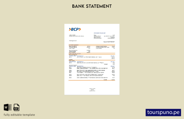 listo para imprimir plantilla de word   extracto bancario del banco de crédito d